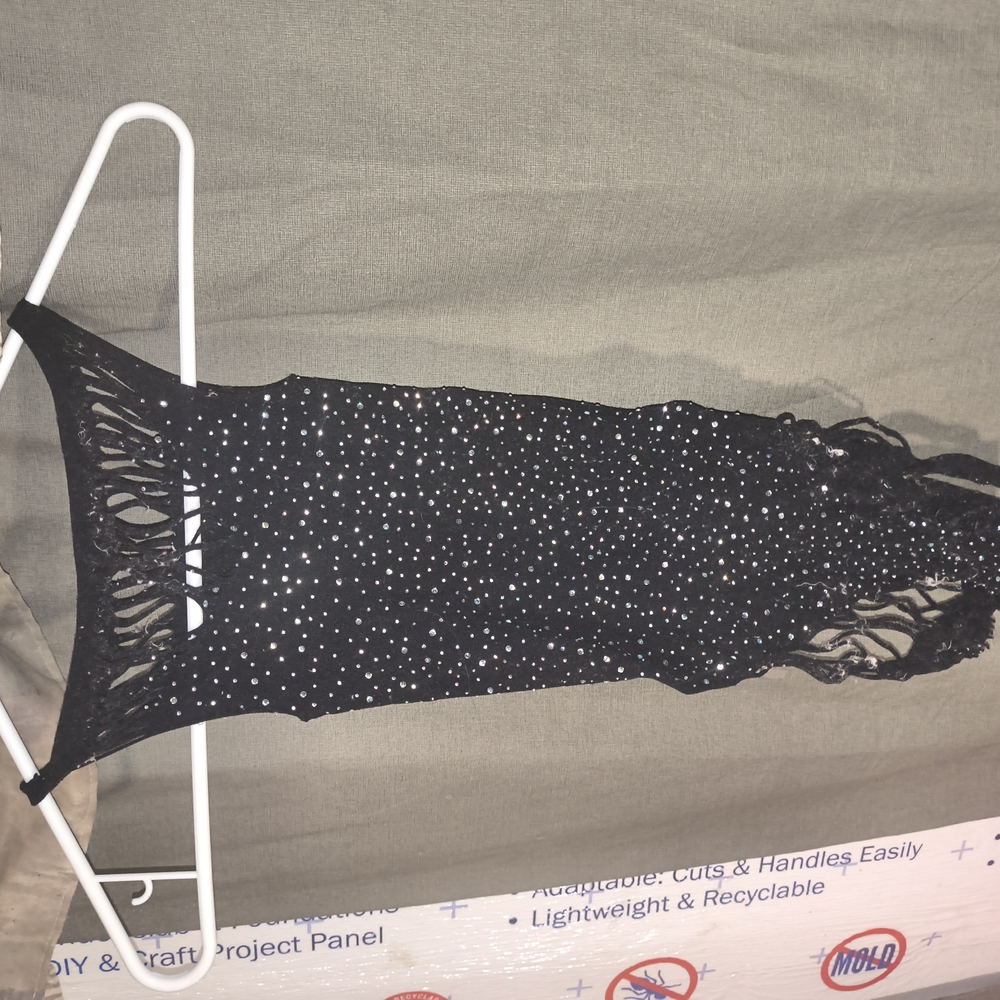 Black Beaded Halter Dress